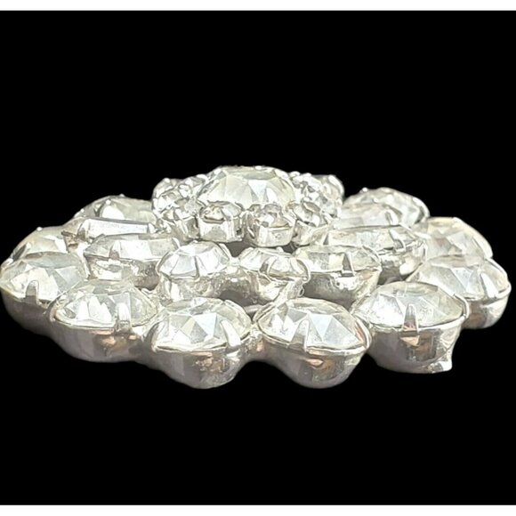 VTG WEISS Brooch Pin Clear Rhinestone Domed Layers Round Marquise Silver Tone - Picture 4 of 16